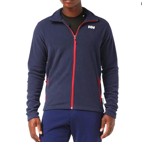 Helly Hansen Other - Helly Hansen Navy Blue Full Zip Red Trim Fleece Pullover Sweater Jacket Men XXL